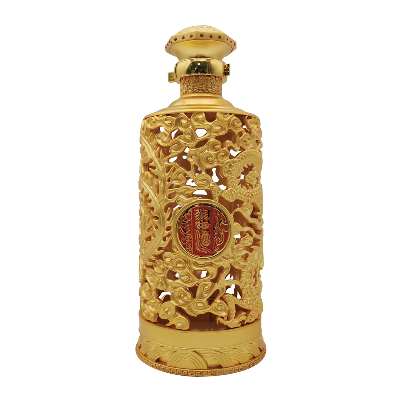 Golden Liquor Bottle Labels Engraved Customized Zinc Alloy Die Casting