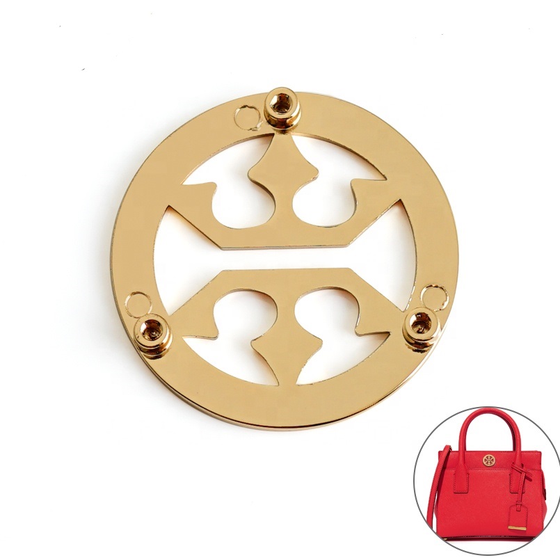 Hollowed Round Shape Keychain Custom Logo Metal Tags Gold Plated Labels